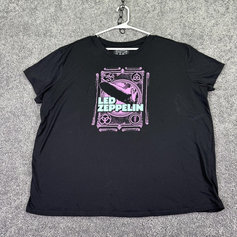 Led Zeppelin Shirt Womens 1 Black Graphic Tee Band Rock Music Casual Plus